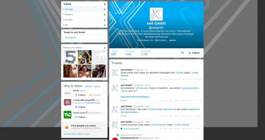 Twitter-Profil von xeit vor dem Redesign