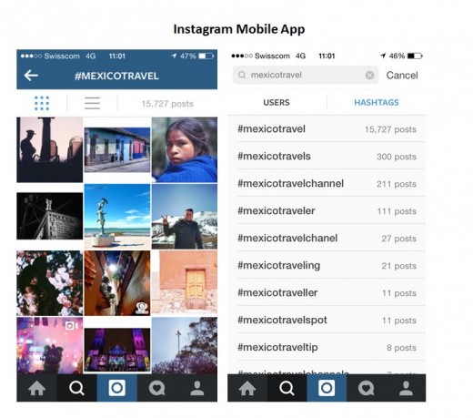 Instagram Hashtag Suchergebnisse Mobile App