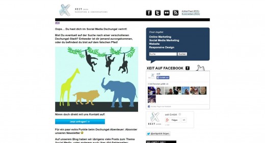404 Fehlerseite vom Xeit-Blog