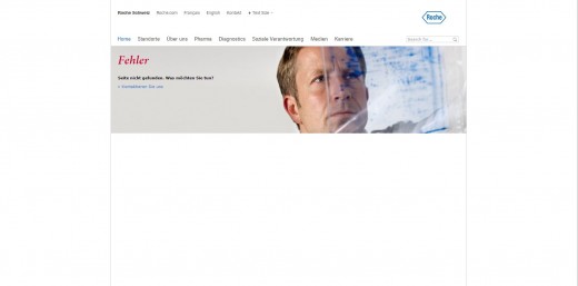 404 Fehlerseite von Roche.ch Website