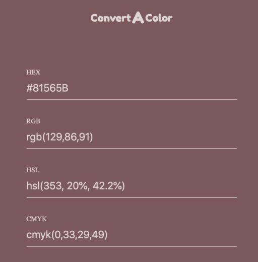 Zu sehen ist ein Screenshot des Convert a Color Interfaces.