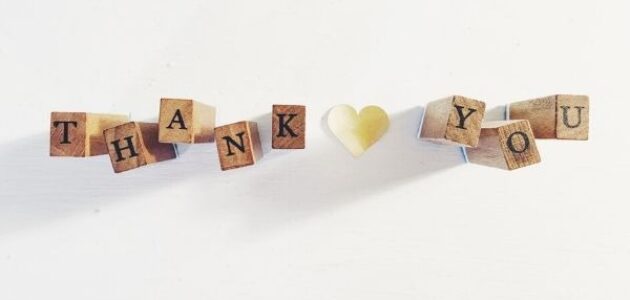 Das Wort Thank You mit Bau-Klötzen ausgelegt sinnbildlich für die Thank You Page