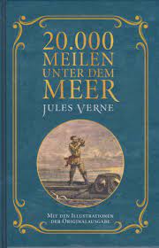 Das Buchcover von Jules Verne "20000 Meilen unter dem Meer" ist abgebildet