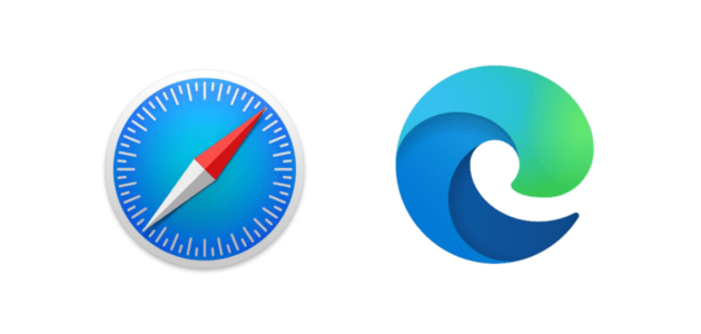 Browser von Apple Safari neben dem Browser Microsoft Edge