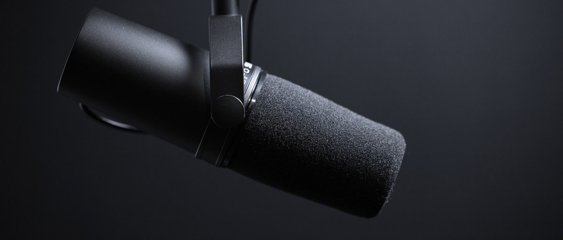 Close Up eines Mikrofons, das für Podcasts verwendet werden kann.